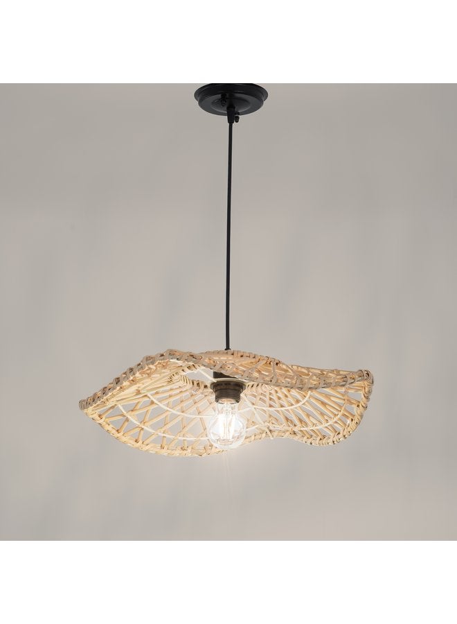 تبس هوم لمب نجفة TBS باللون بيج مصنوعة من بامبو لإضاءة المنزل والديكور - Image 1